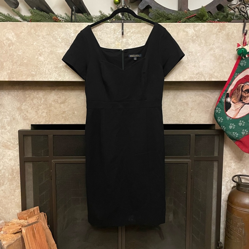 Brooks Brothers Black Midi Cap-Sleeve Dress
